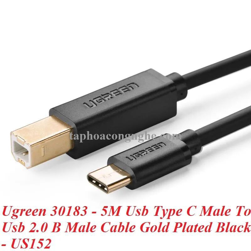 Ugreen 30183 5M màu đen Dây USB Type-C sang USB 2.0 đầu mạ vàng US152 30030183